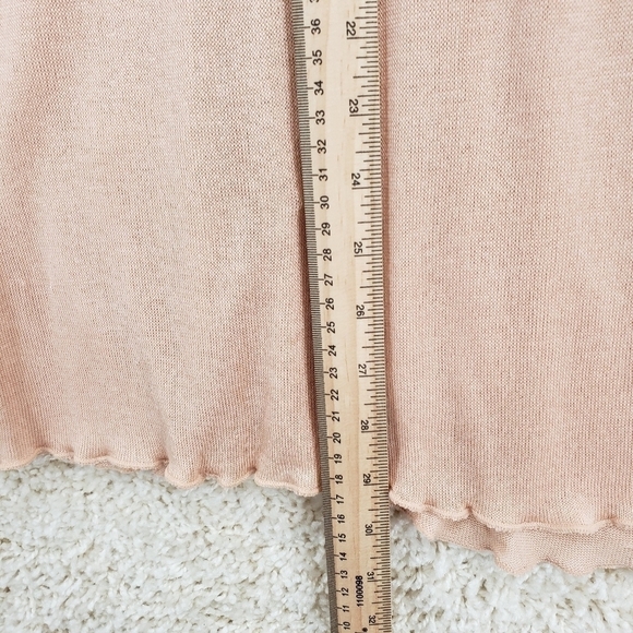 osklen women US small peach modal base layer long sleeve knit top lettuce hem - Picture 8 of 9